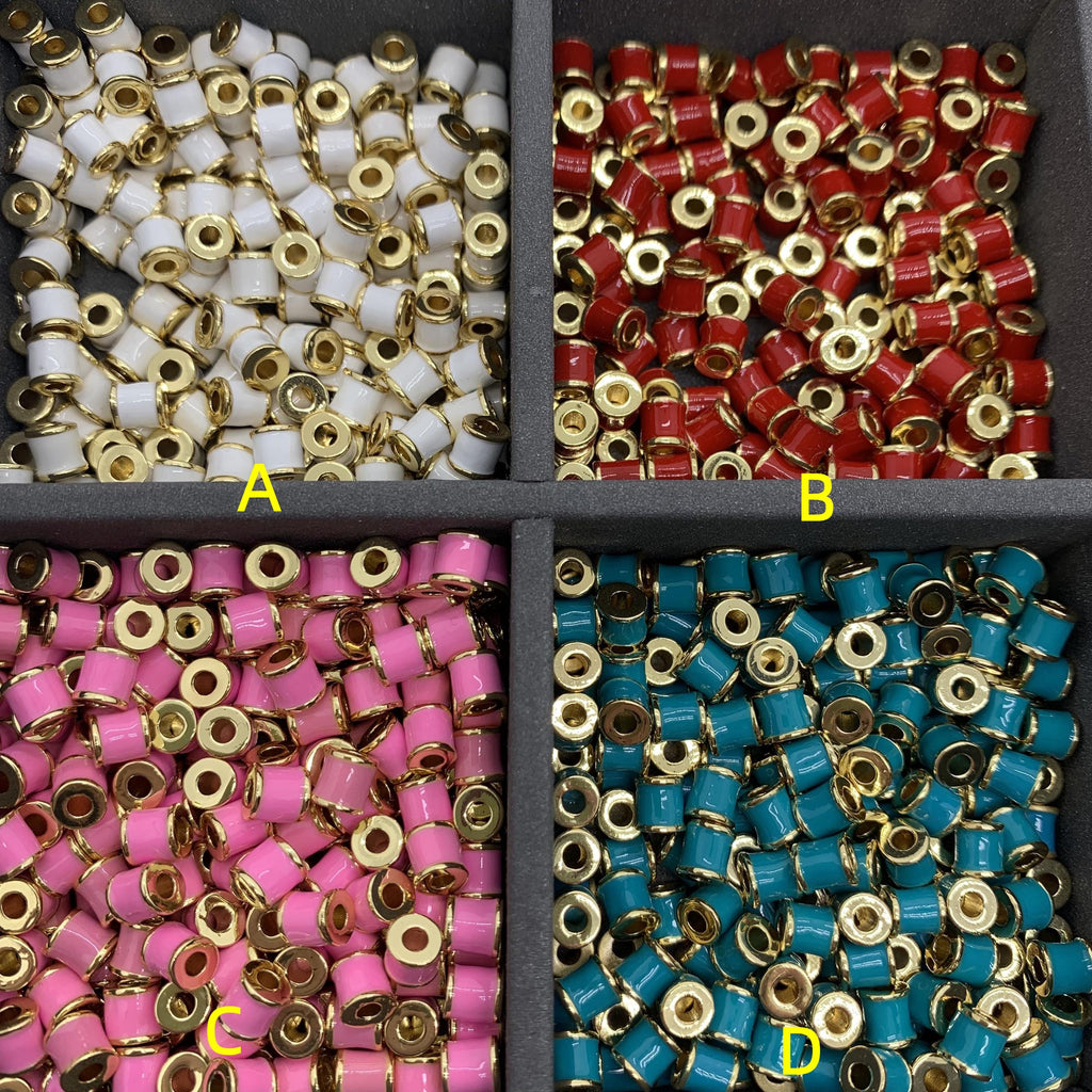 Enamel Cylinder Shape Pendant Colorful Pendant for DIY Gifts Necklace Making Apprpx 3*3mm