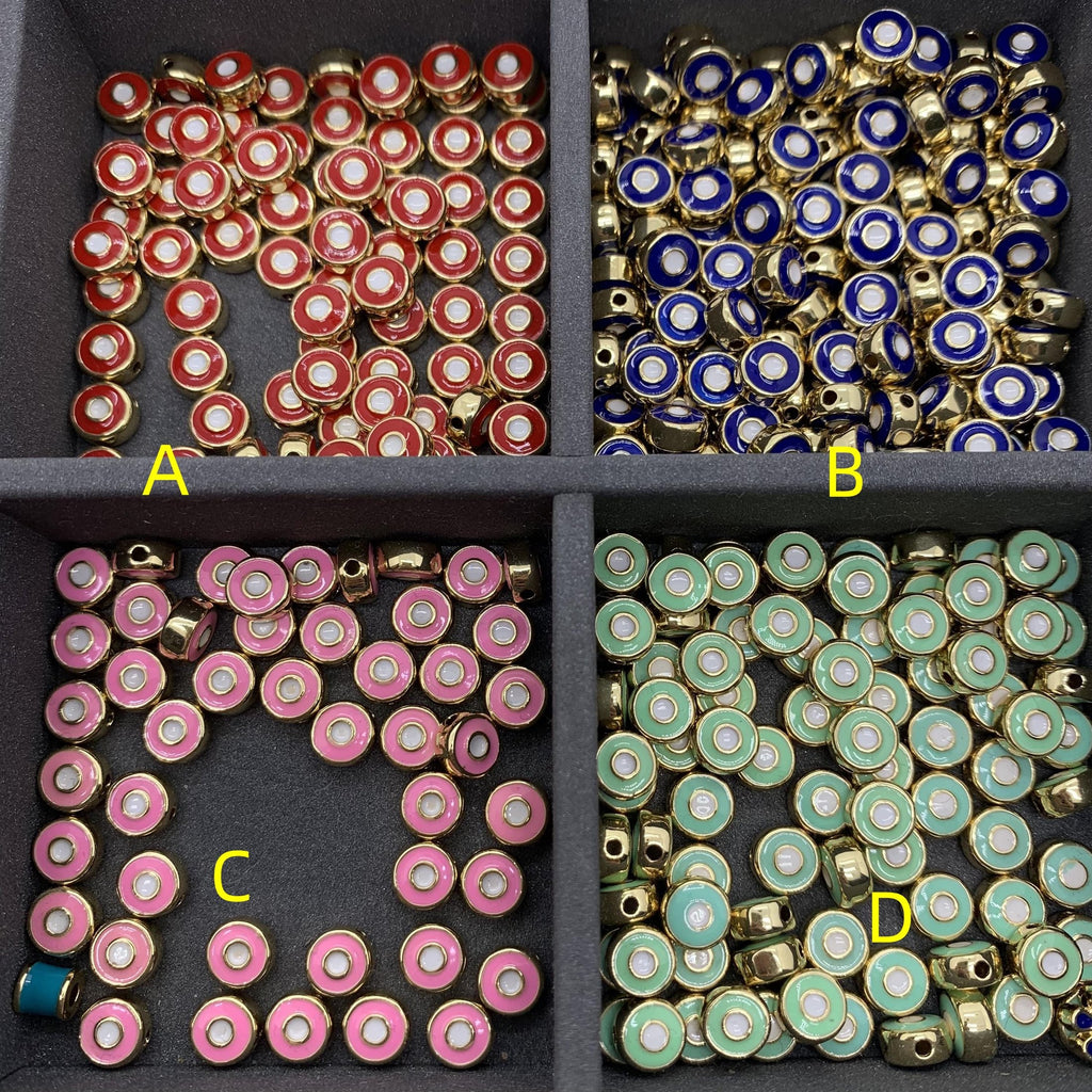 Enamel Round Shape Eyes Pendant Colorful Enamel Round Pendant for DIY Necklace Making Approx 5mm