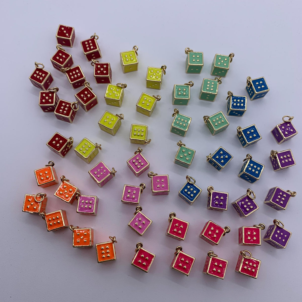 Enamel Square Dice Shape Pendant Colorful Enamel Dice Pendant for DIY Jewelry and Necklace Making