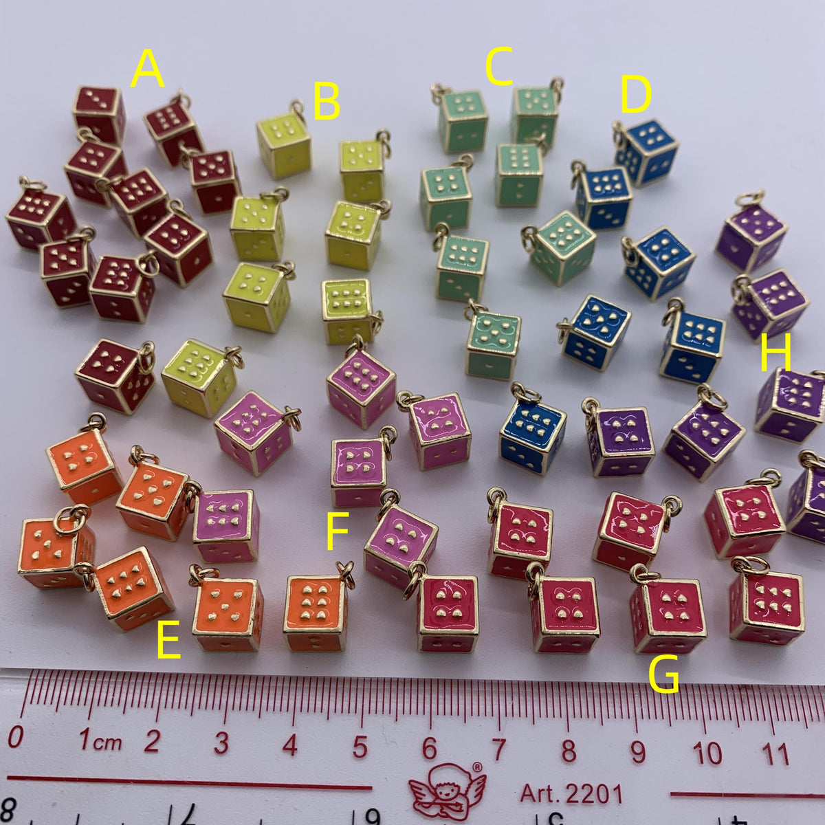 Enamel Square Dice Shape Pendant Colorful Enamel Dice Pendant for DIY Jewelry and Necklace Making