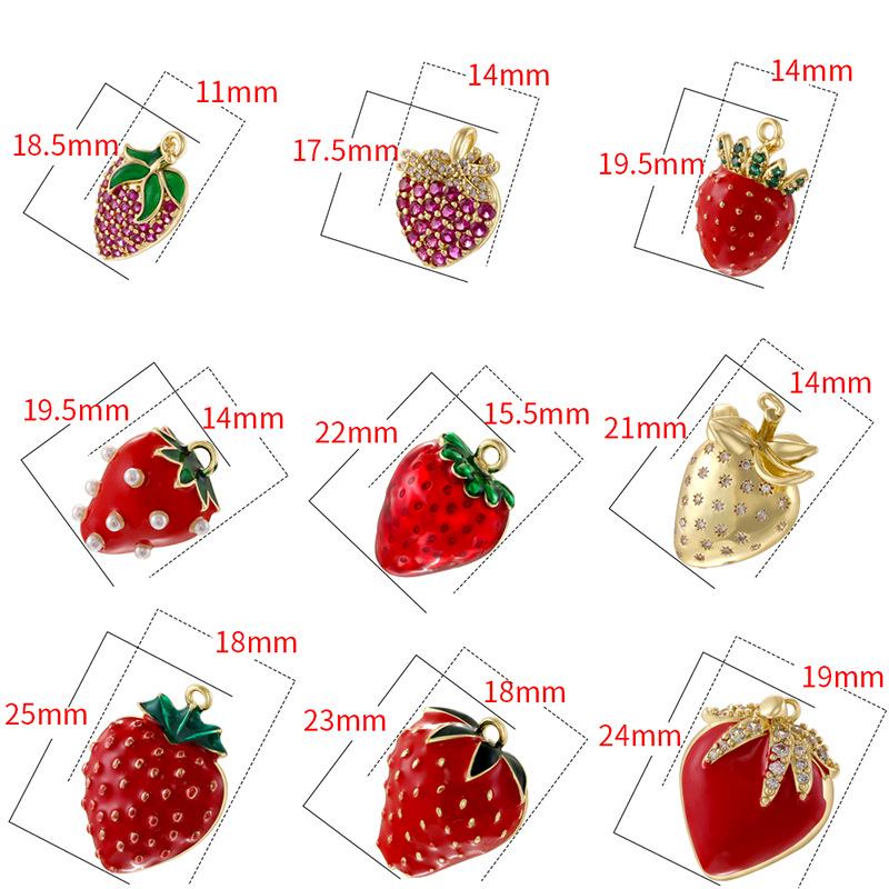 9 Kinds of Enamel Strawberry Pendant Strawberry Shape DIY Necklace Gifts for Women