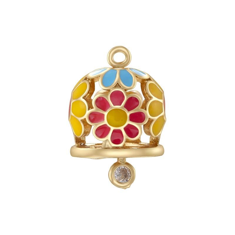 Enamel Bell Pendant Flower Bell Shape,Enamel Pendant DIY Necklace for Women