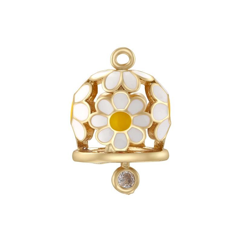 Enamel Bell Pendant Flower Bell Shape,Enamel Pendant DIY Necklace for Women
