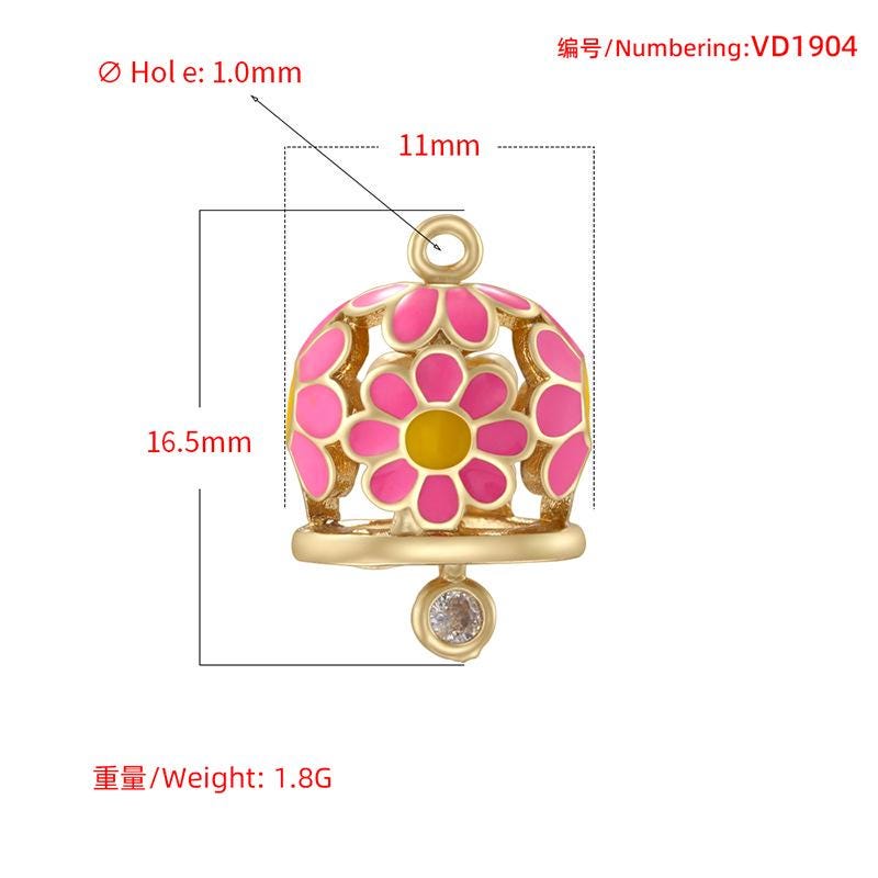 Enamel Bell Pendant Flower Bell Shape,Enamel Pendant DIY Necklace for Women