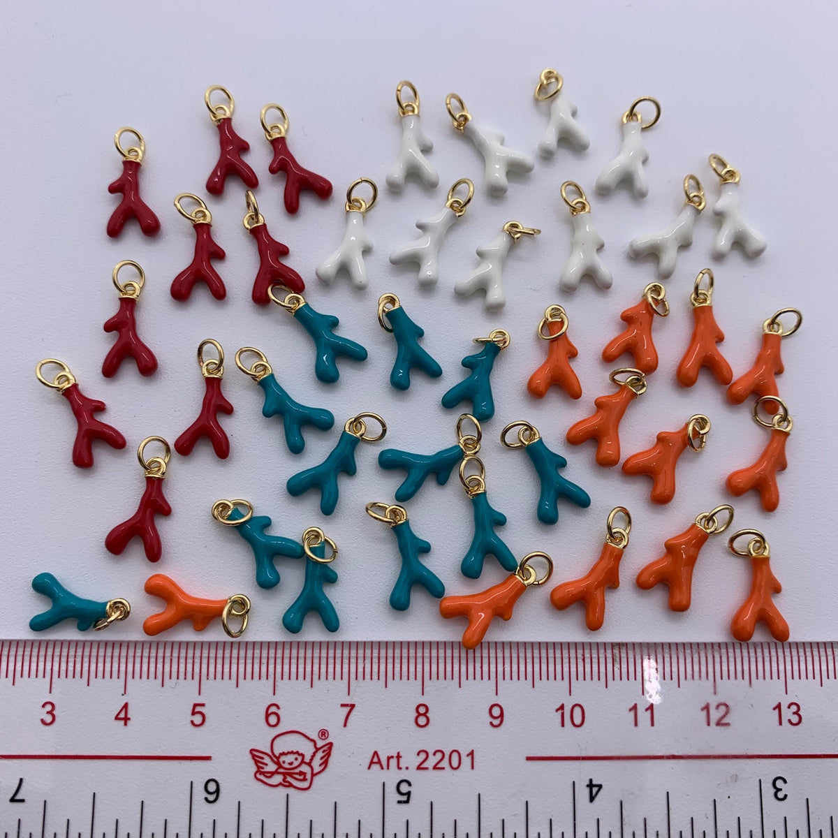 Enamel Coral Shape Pendant Brass Plated Gold Enamel Coralline Shape Charms Pendant for Jewelry DIY Making