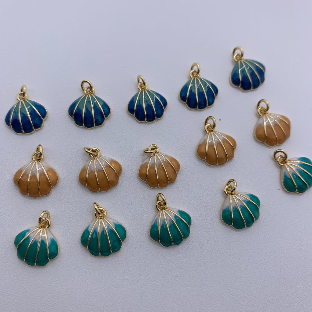 Enamel Seashell Pendant Gold Shell Charms Enamel Conch Shell Charm for Necklace Making