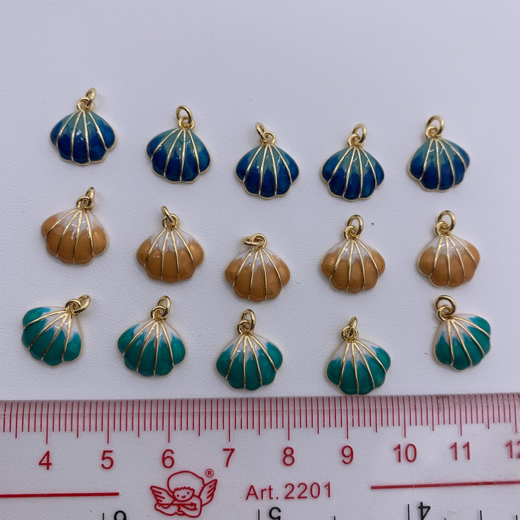 Enamel Seashell Pendant Gold Shell Charms Enamel Conch Shell Charm for Necklace Making