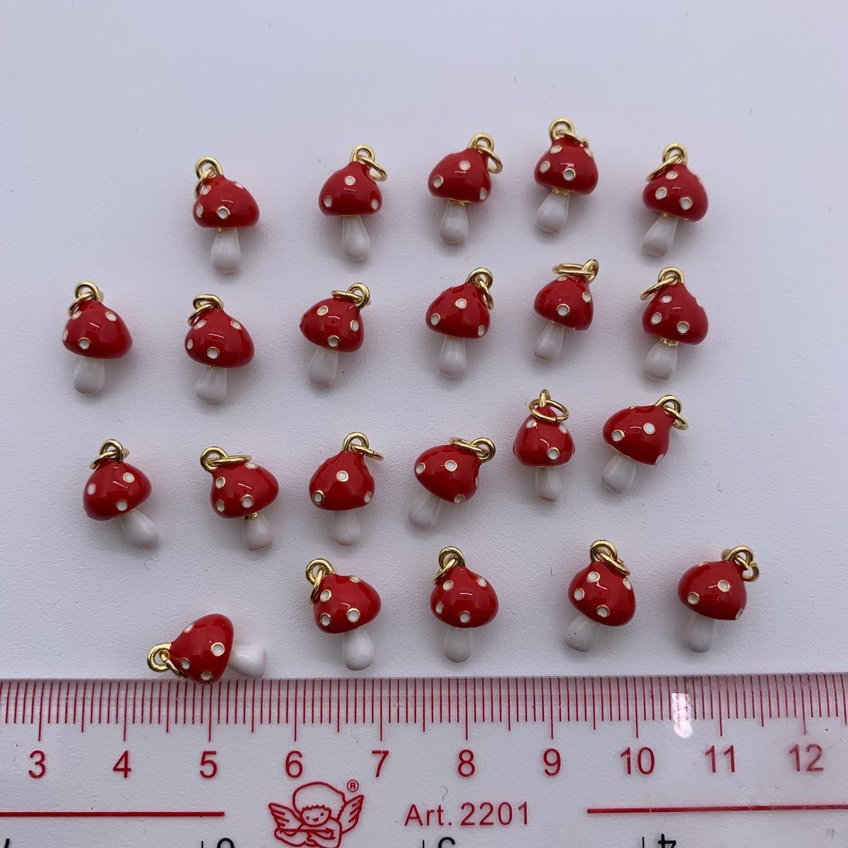 Enamel Mushroom Red Pendant Red Mushroom Shape Pendant DIY Necklace Accessory