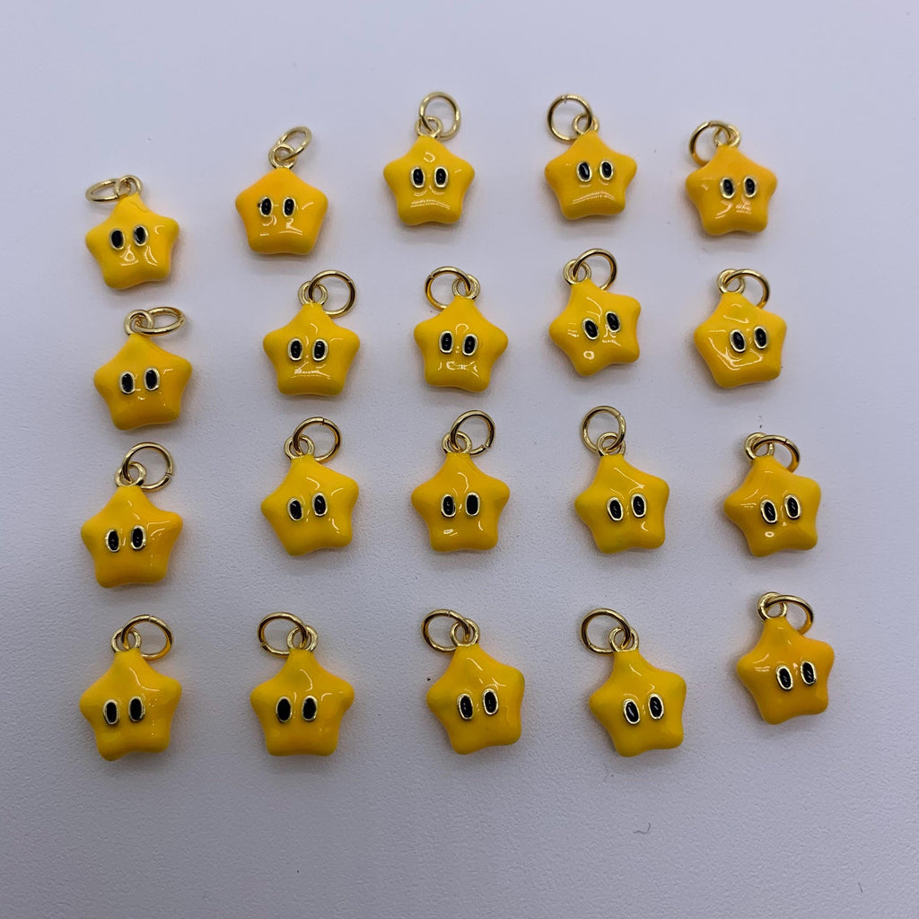 Yellow Smile Star Enamel Yellow Stars Pendant for Bracelet Necklace DIY Jewelry for Necklace