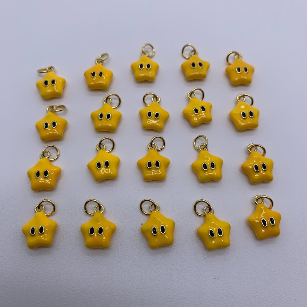 Yellow Smile Star Enamel Yellow Stars Pendant for Bracelet Necklace DIY Jewelry for Necklace