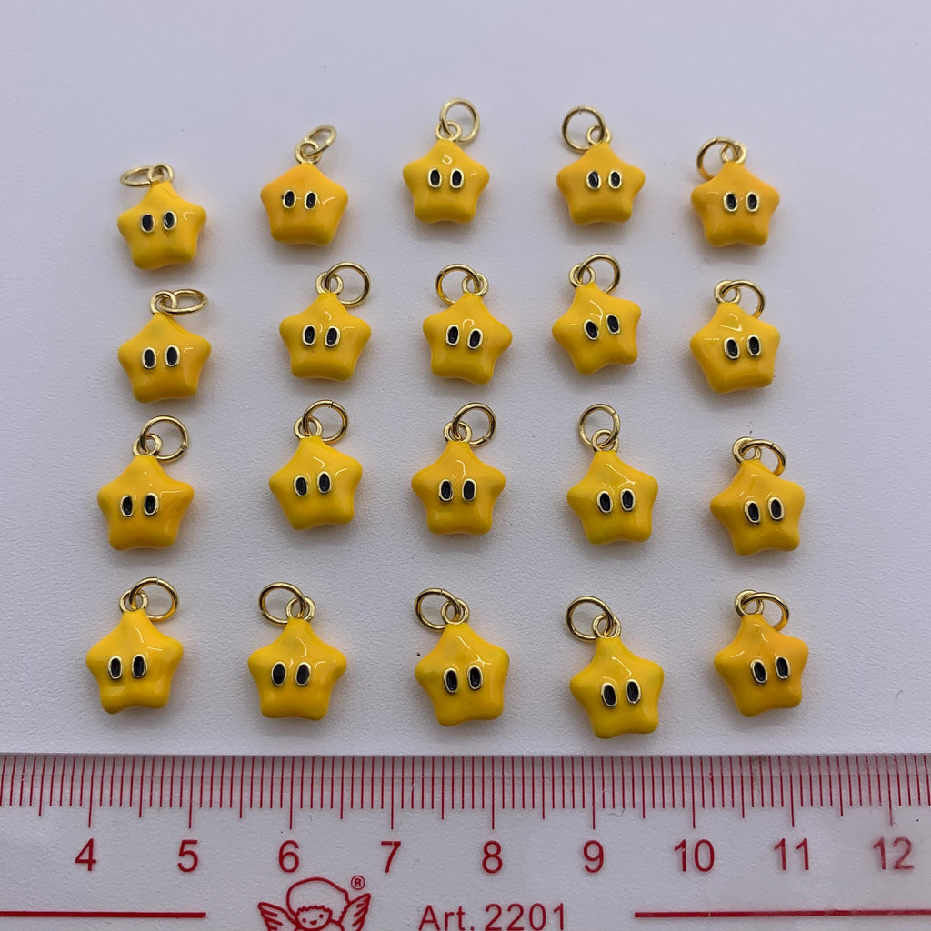 Yellow Smile Star Enamel Yellow Stars Pendant for Bracelet Necklace DIY Jewelry for Necklace