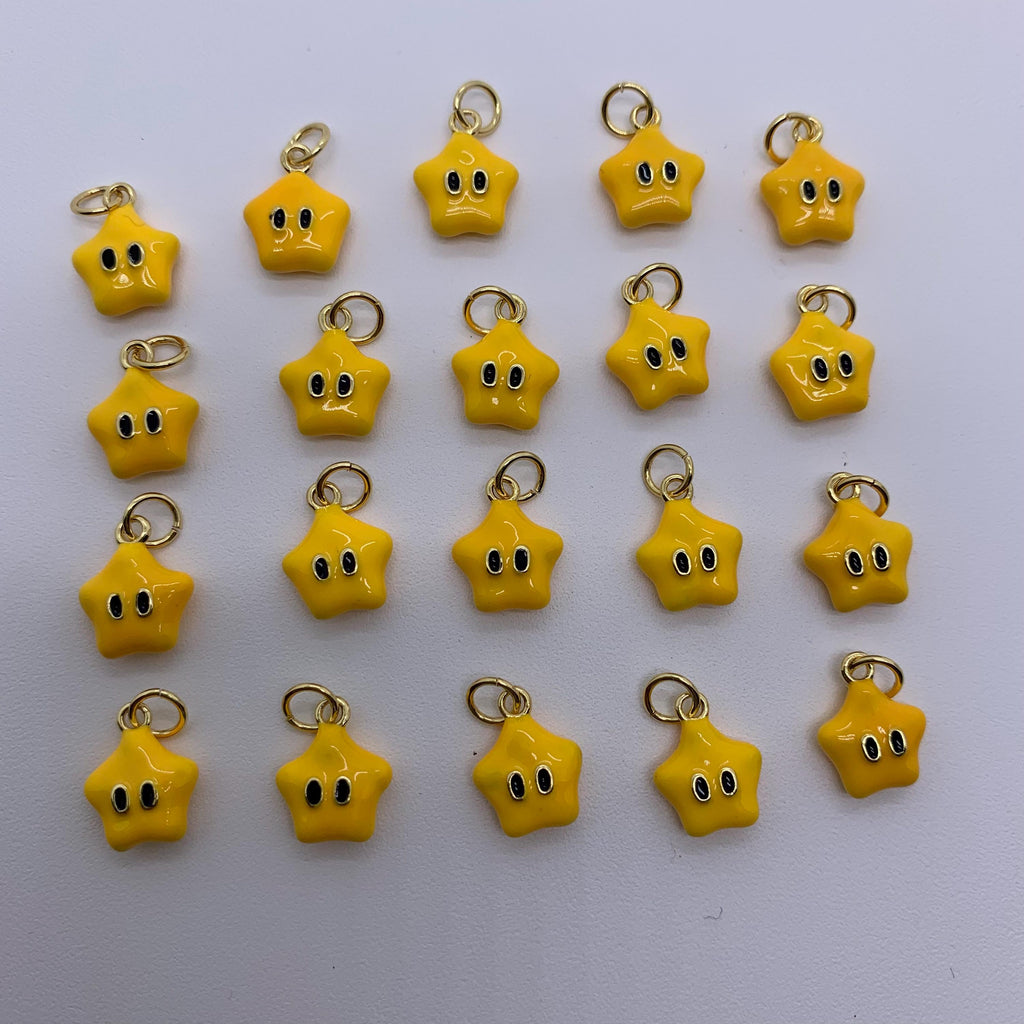 Yellow Smile Star Enamel Yellow Stars Pendant for Bracelet Necklace DIY Jewelry for Necklace