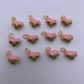Enamel Pink Heart Shape Pendant Pink LOVE Pendant for DIY Gifts Necklace Making