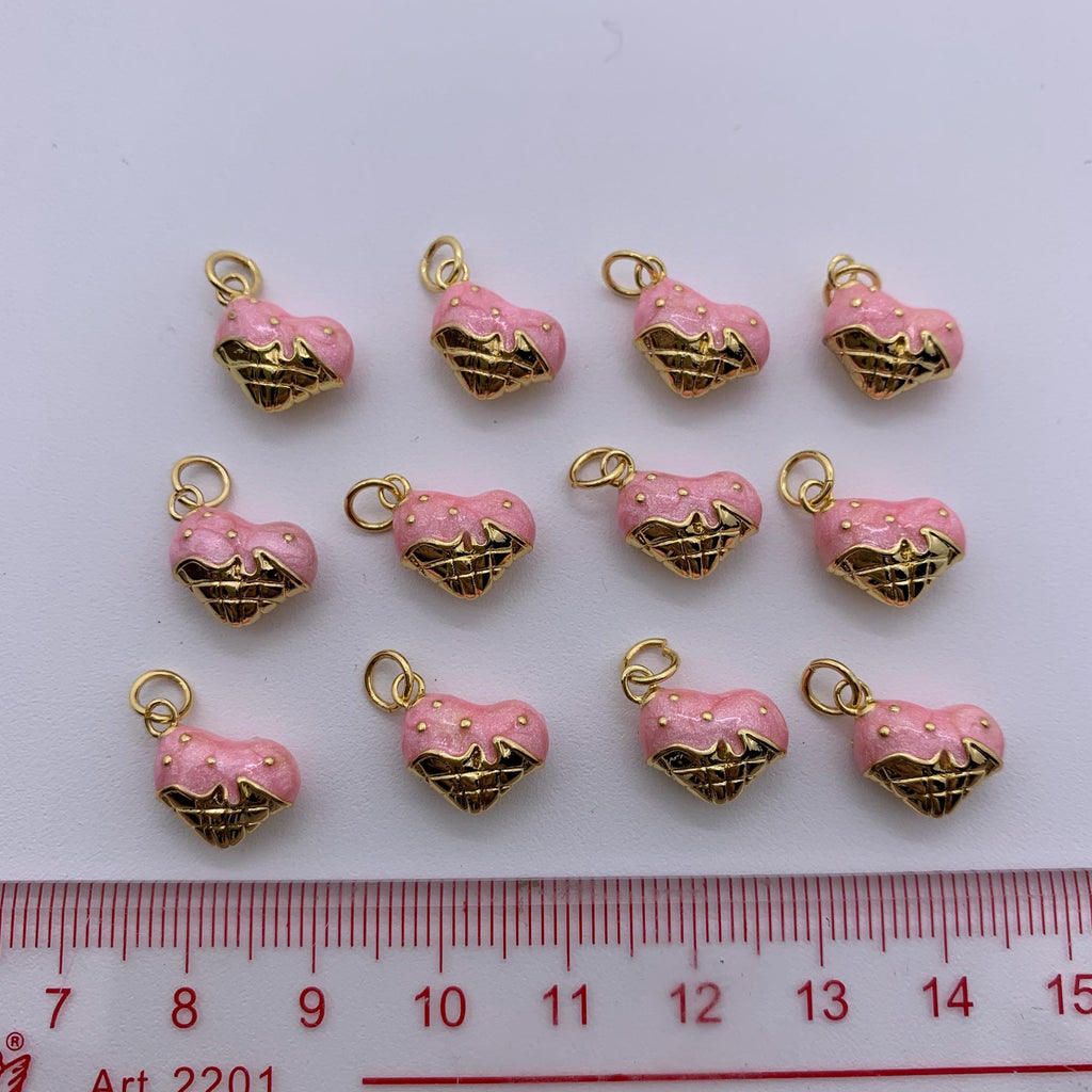 Enamel Pink Heart Shape Pendant Pink LOVE Pendant for DIY Gifts Necklace Making