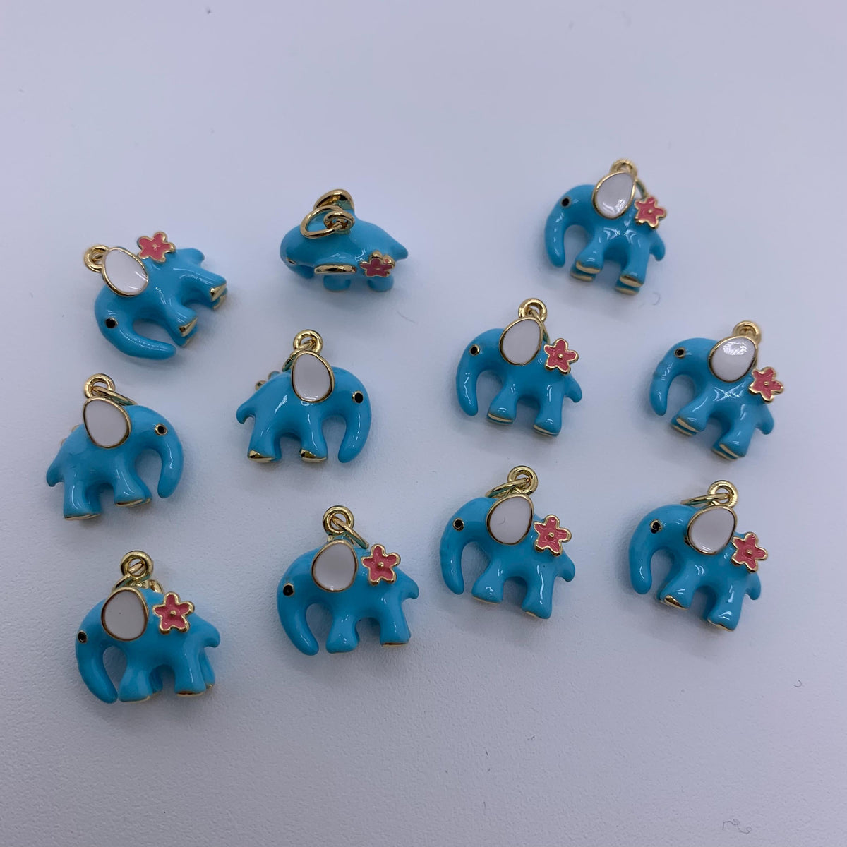 Enamel Elephant Pendant Blue Elephant Necklace DIY Jewelry for Necklace