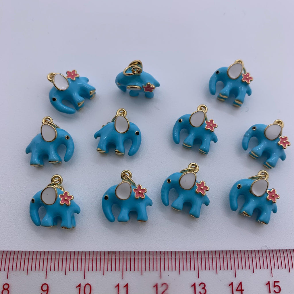 Enamel Elephant Pendant Blue Elephant Necklace DIY Jewelry for Necklace