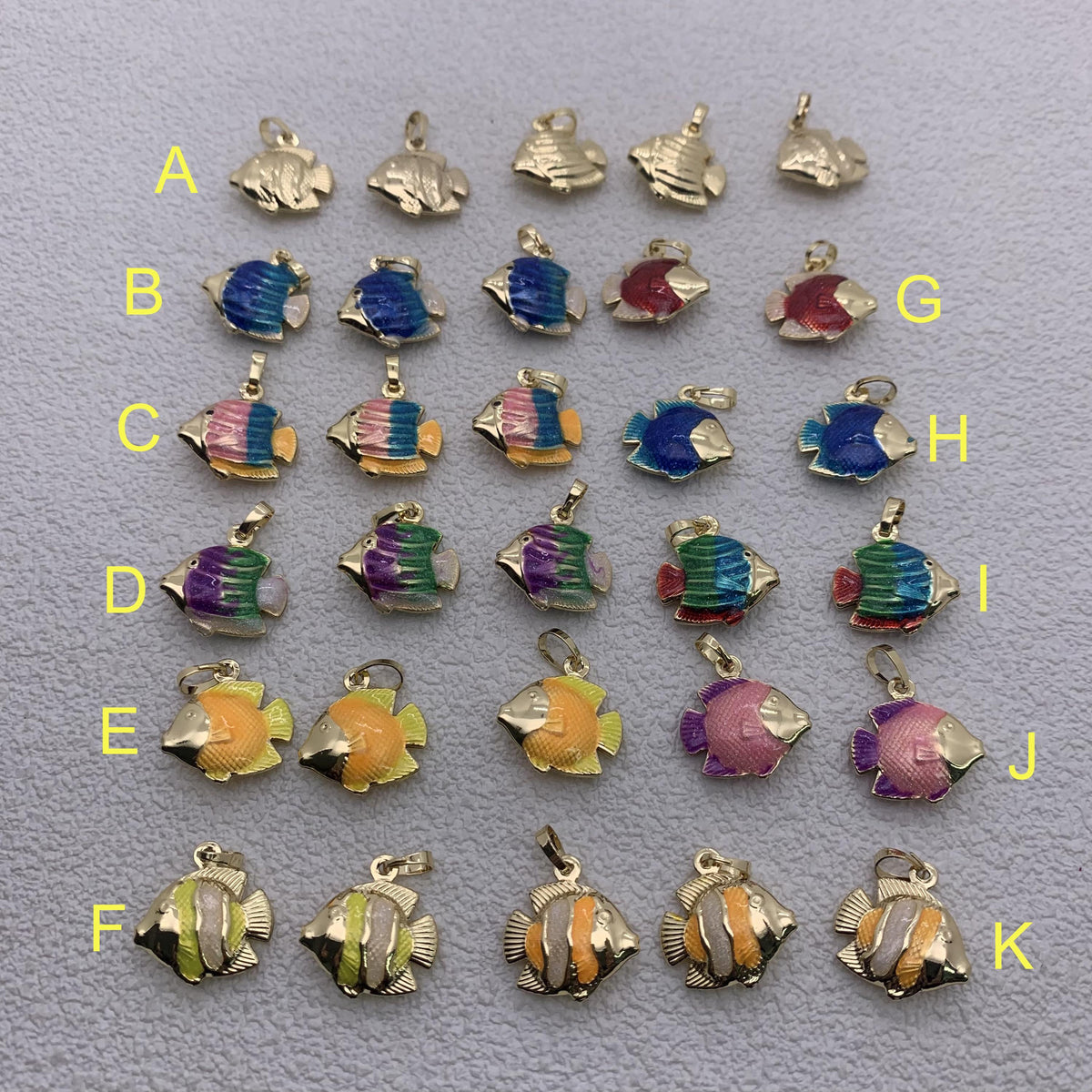 Enamel Seafish Charms Fish Shape Enamel Pendant 18K Gold Plated Beach Charm for DIY Necklace Making