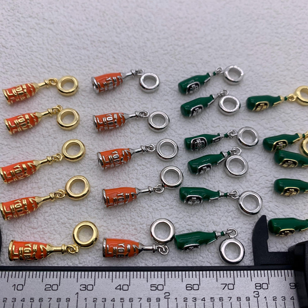 Enamel Beer Bottle Pendant Charms Bottle Shape Enamel Pendant for DIY Necklace Making