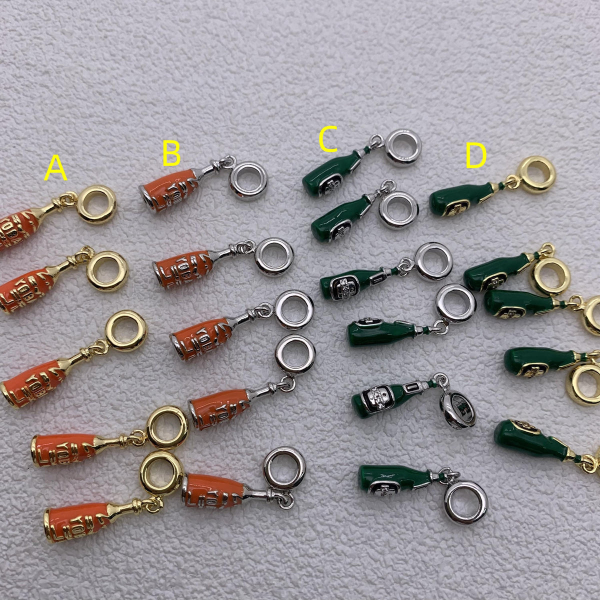 Enamel Beer Bottle Pendant Charms Bottle Shape Enamel Pendant for DIY Necklace Making