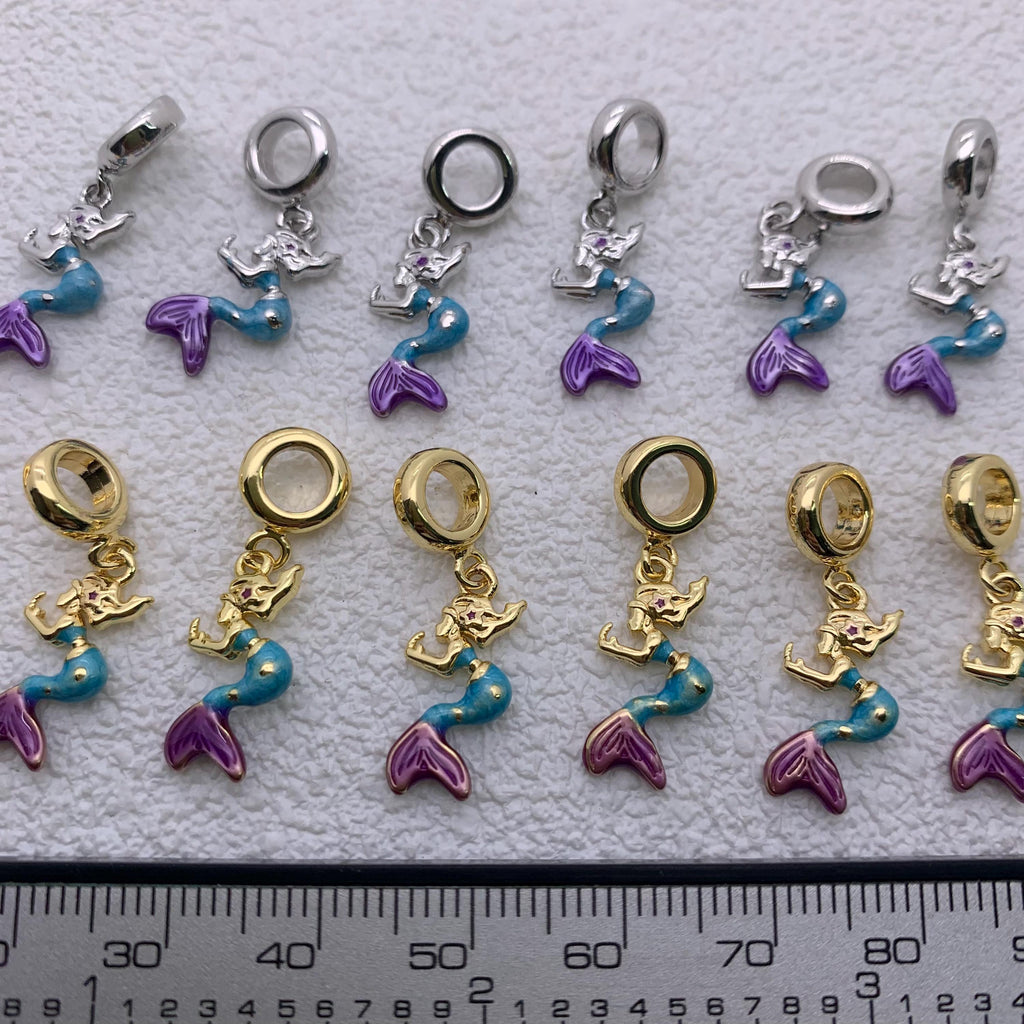 Enamel Charms Mermaid Shape Pendant Sea-maid Pendant for DIY Necklace Making