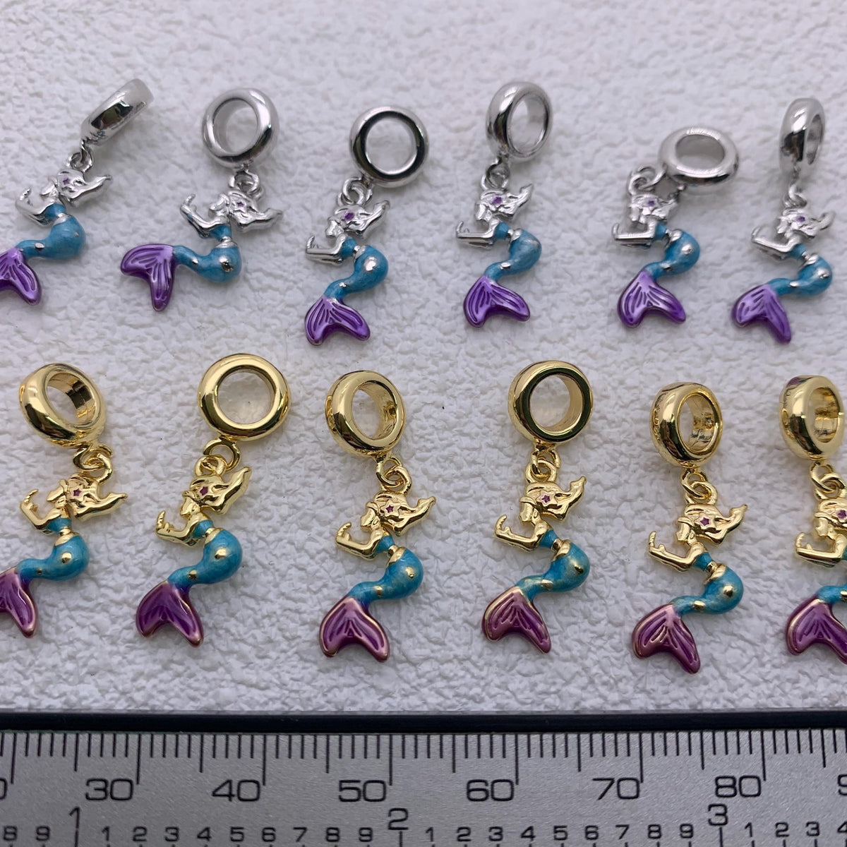 Enamel Charms Mermaid Shape Pendant Sea-maid Pendant for DIY Necklace Making