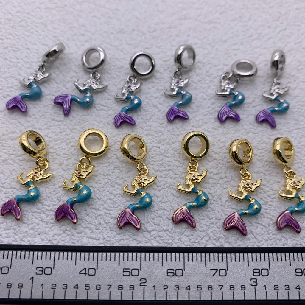 Enamel Charms Mermaid Shape Pendant Sea-maid Pendant for DIY Necklace Making