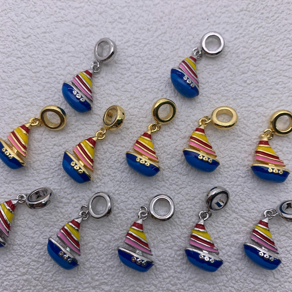 Enamel Boat Shape Pendant Boat Pendan for DIY Gifts Necklace Making