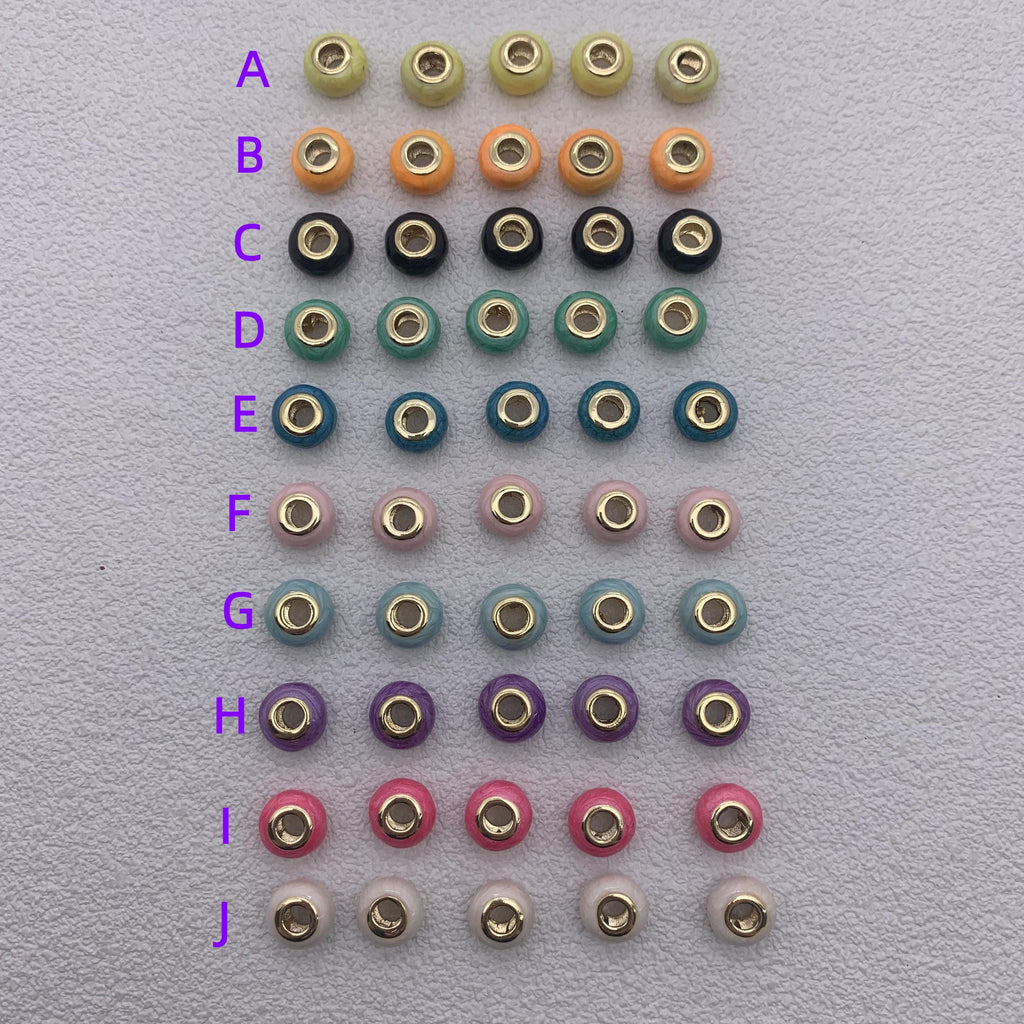 Brass Enamel Roudell Beads Big Hole Rhodium beads 10mm Colorful Beads for DIY Gifts Necklace Making Hole Size Approx 5mm