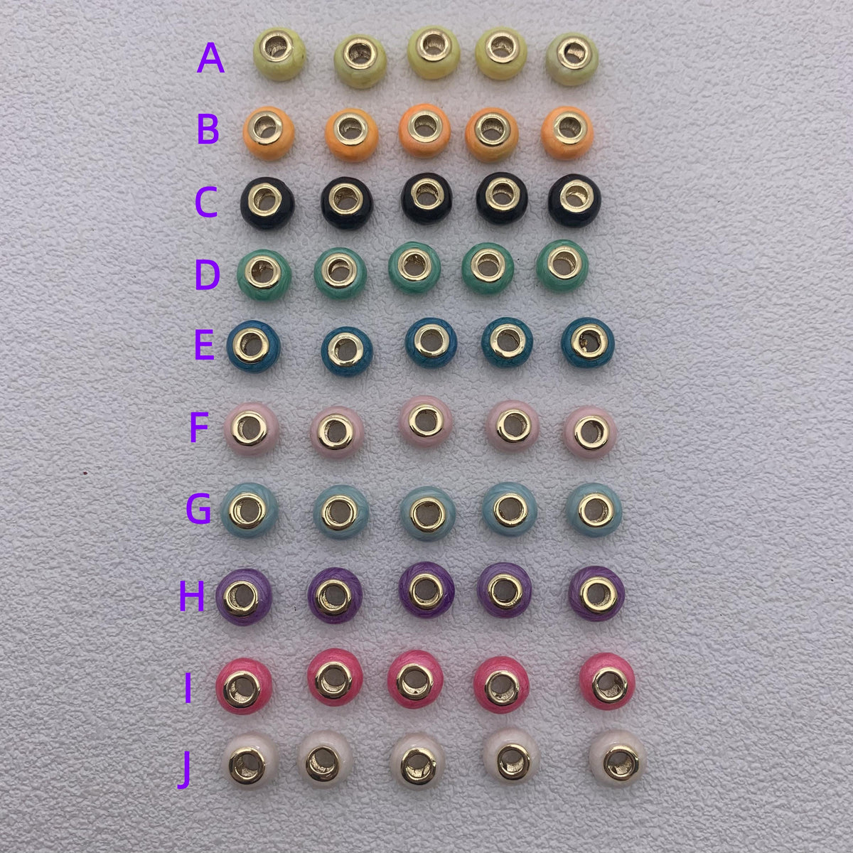 Brass Enamel Roudell Beads Big Hole Rhodium beads 10mm Colorful Beads for DIY Gifts Necklace Making Hole Size Approx 5mm
