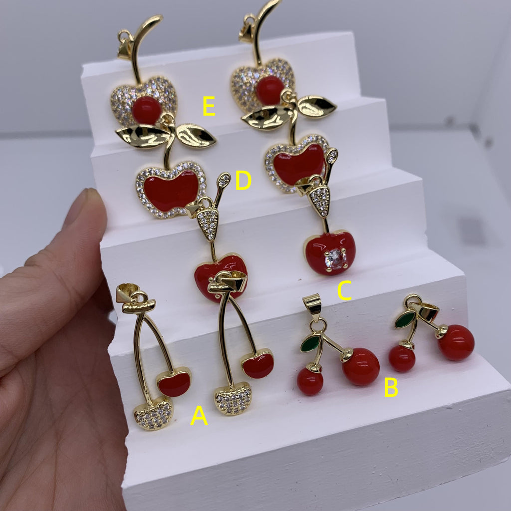 Enamel Cherry Shape Pendant Cherry Pendant for DIY Gifts Necklace Making
