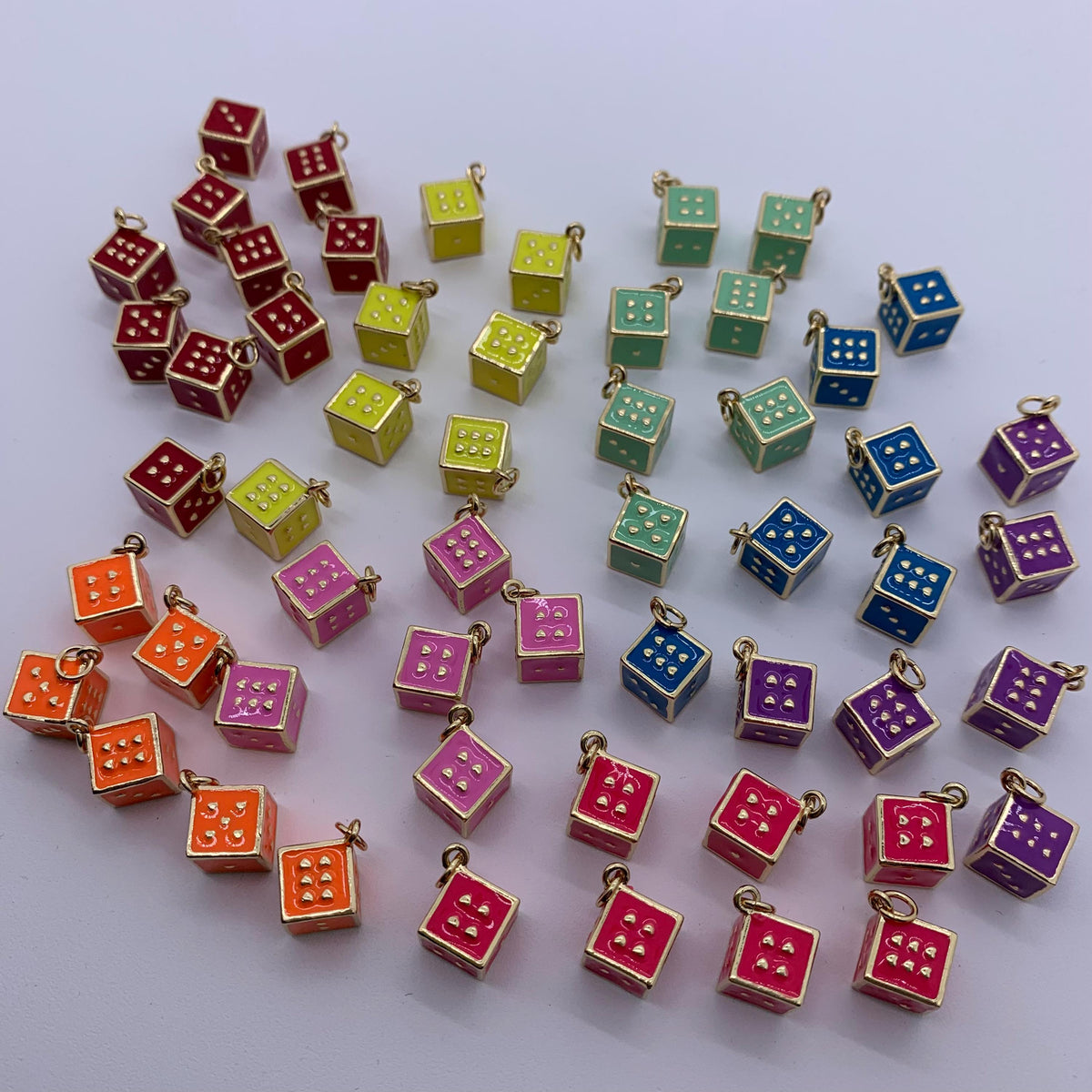 Enamel Square Dice Shape Pendant Colorful Enamel Dice Pendant for DIY Jewelry and Necklace Making