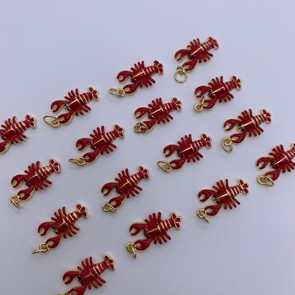 Enamel Lobster Pendant Crayfish Enamel Pendant DIY Necklace Gifts for Women