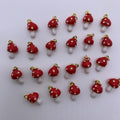 Enamel Mushroom Red Pendant Red Mushroom Shape Pendant DIY Necklace Accessory