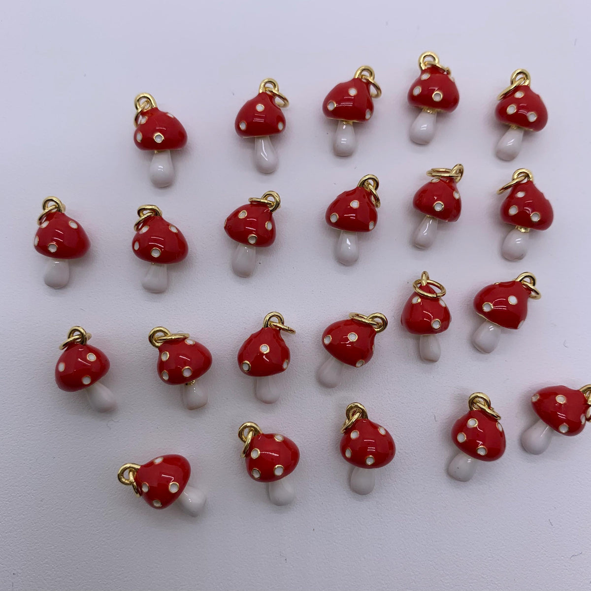 Enamel Mushroom Red Pendant Red Mushroom Shape Pendant DIY Necklace Accessory