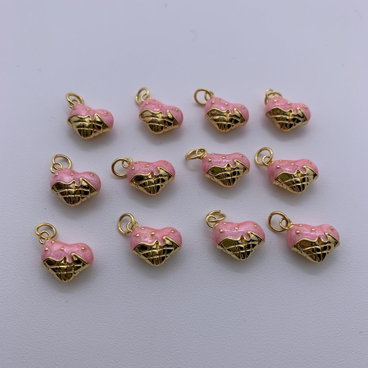 Enamel Pink Heart Shape Pendant Pink LOVE Pendant for DIY Gifts Necklace Making