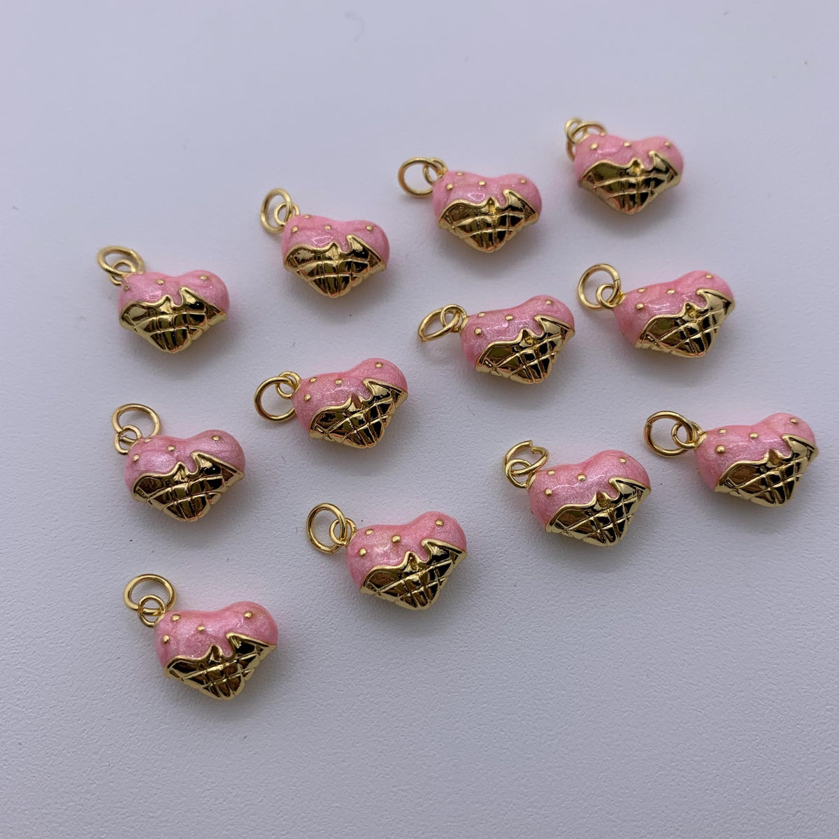 Enamel Pink Heart Shape Pendant Pink LOVE Pendant for DIY Gifts Necklace Making