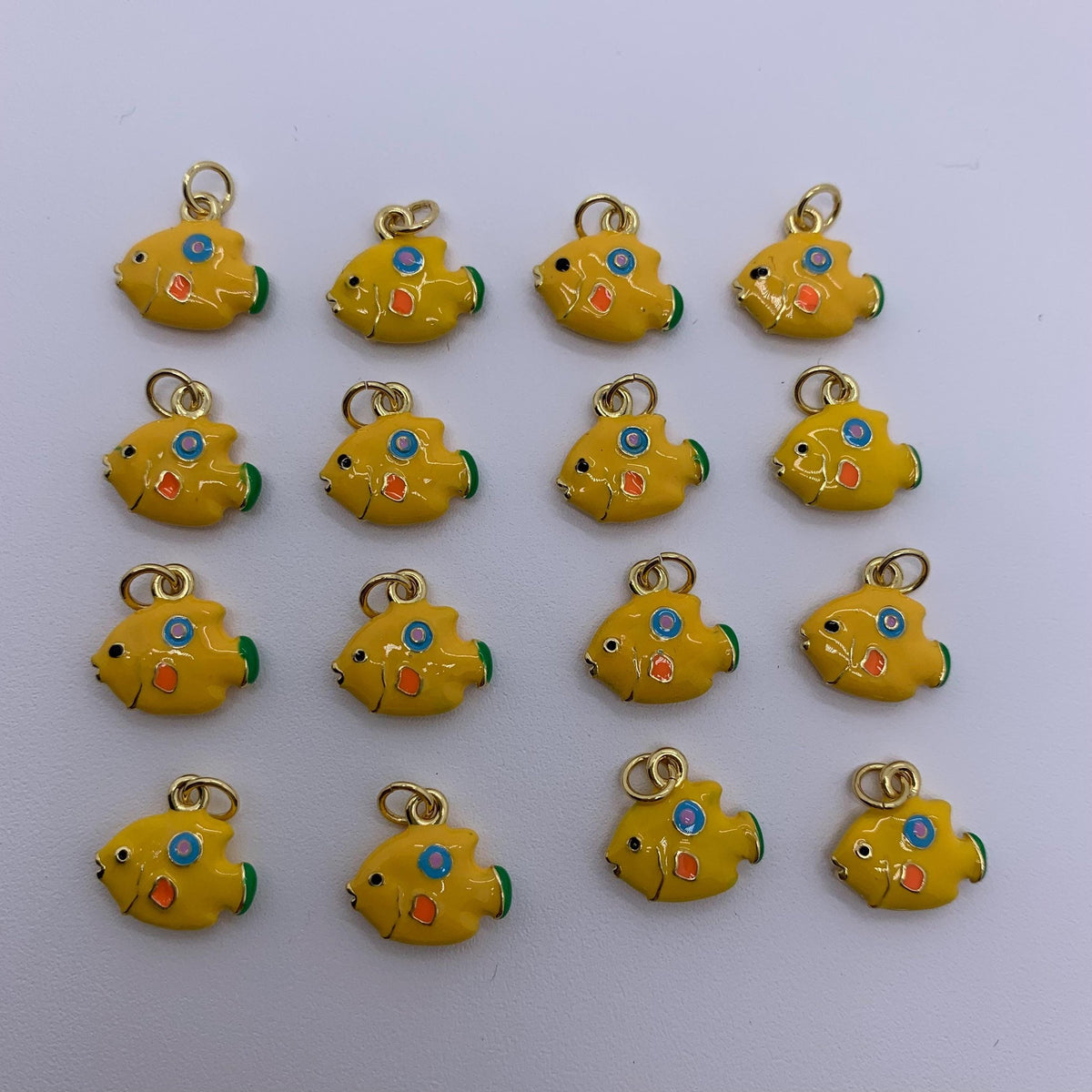 Enamel Yellow Fish Pendant Brass Fish Charms for DIY Necklace Jewelry Making