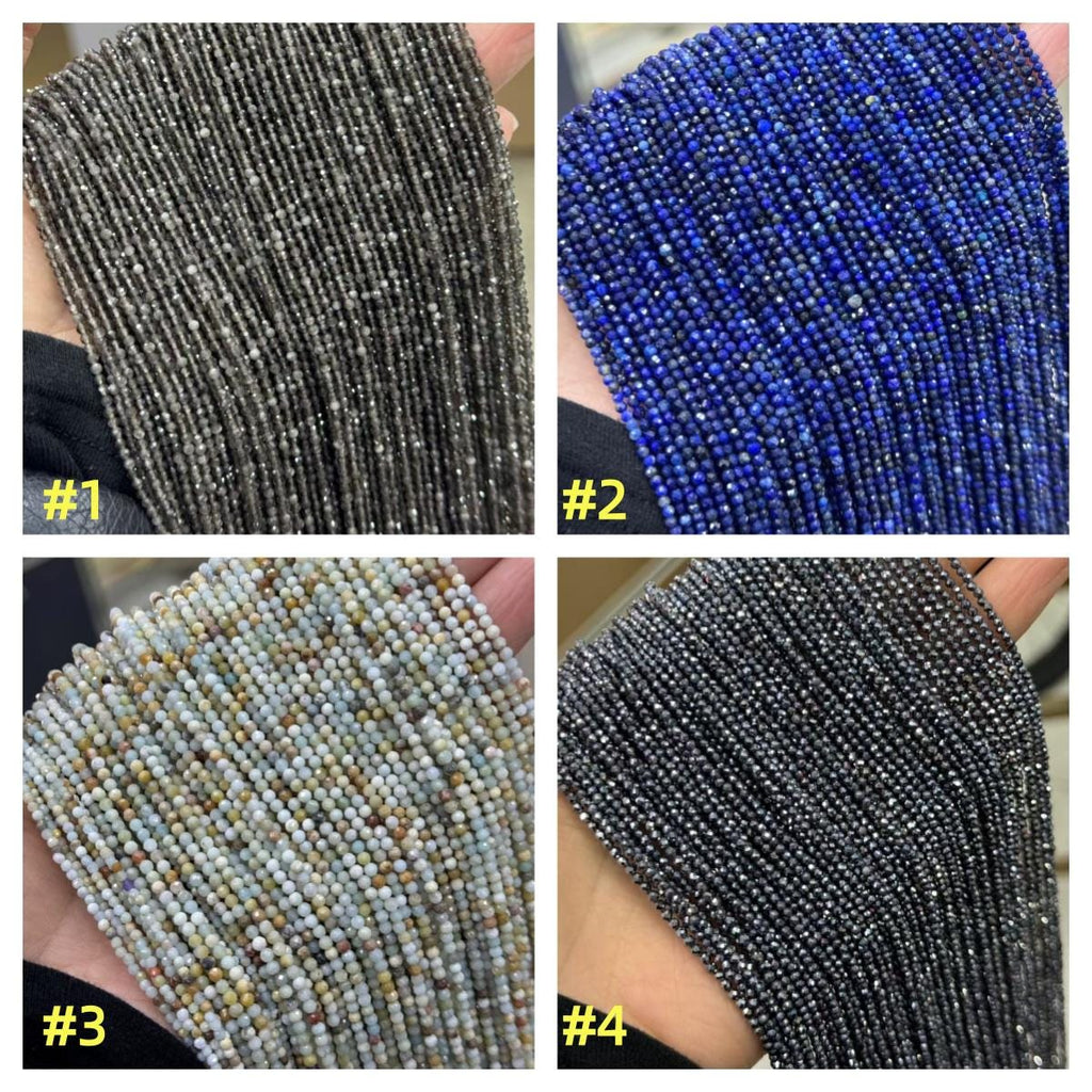 Faceted Blue Gemstone Beads 2mm, DIY Jewelry Making, 15.5” Strand