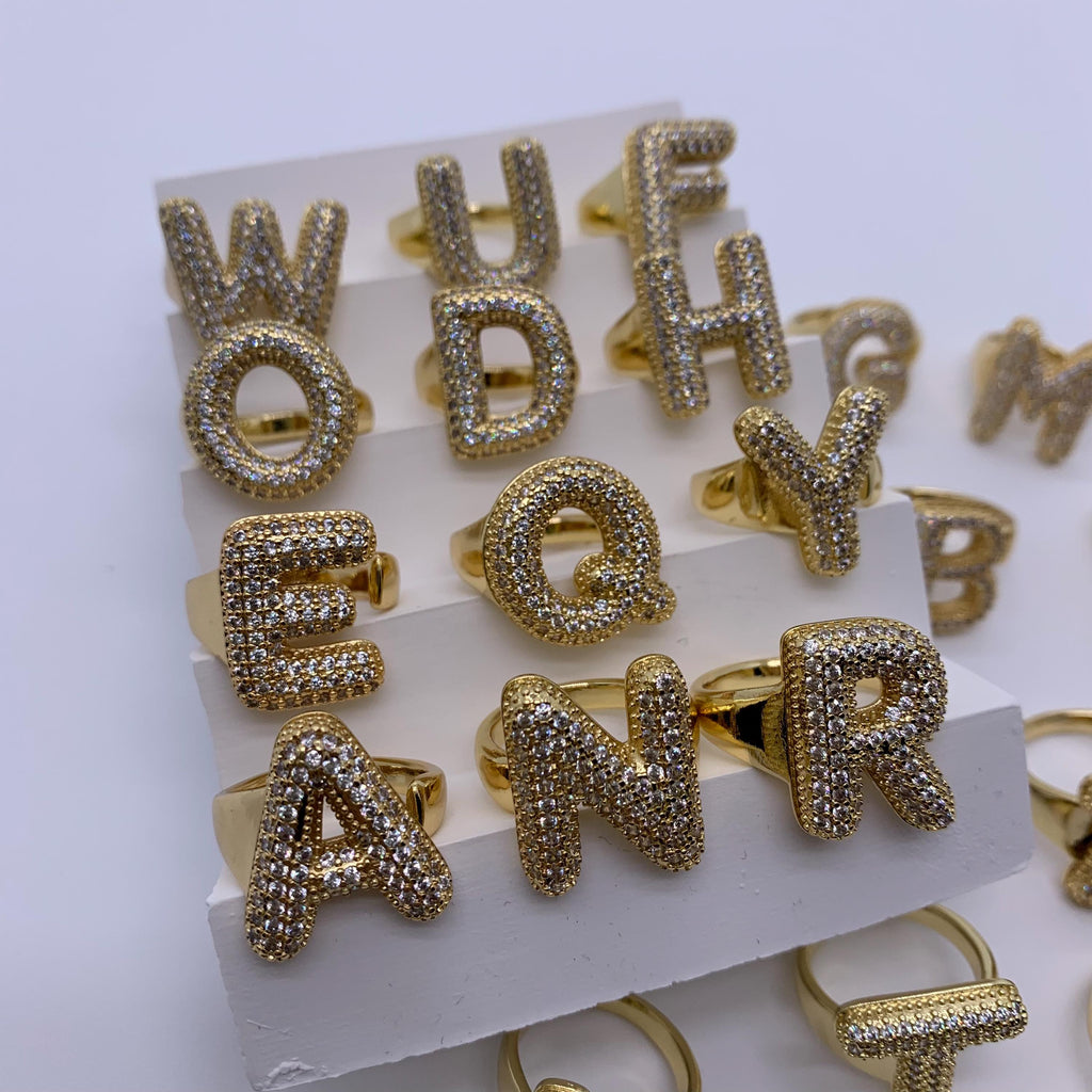 18K Gold Copper Letter Pendant English Letter Pendant with Zircon for DIY Necklace Making
