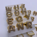 18K Gold Copper Letter Pendant English Letter Pendant with Zircon for DIY Necklace Making