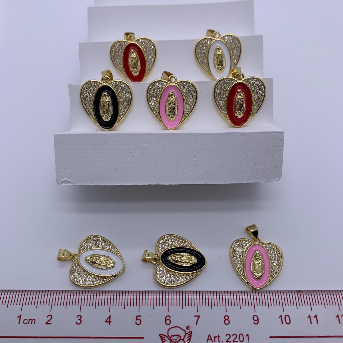Enamel Heart Shape Pendant Heart Goddess Pendant with Zircon for DIY Gifts Necklace Making