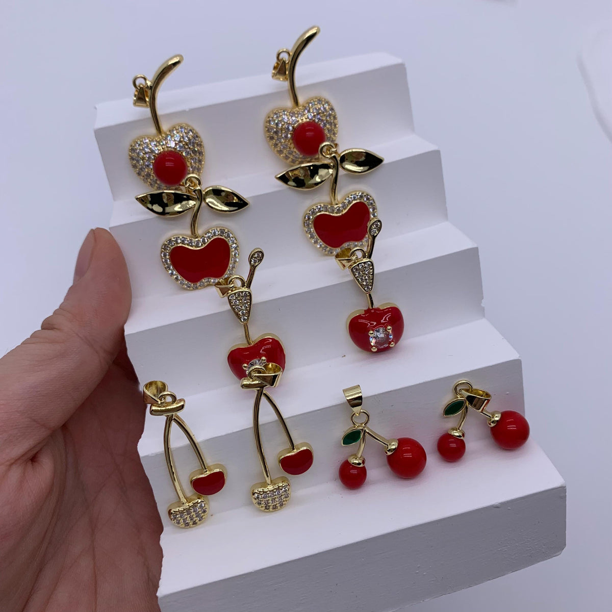 Enamel Cherry Shape Pendant Cherry Pendant for DIY Gifts Necklace Making