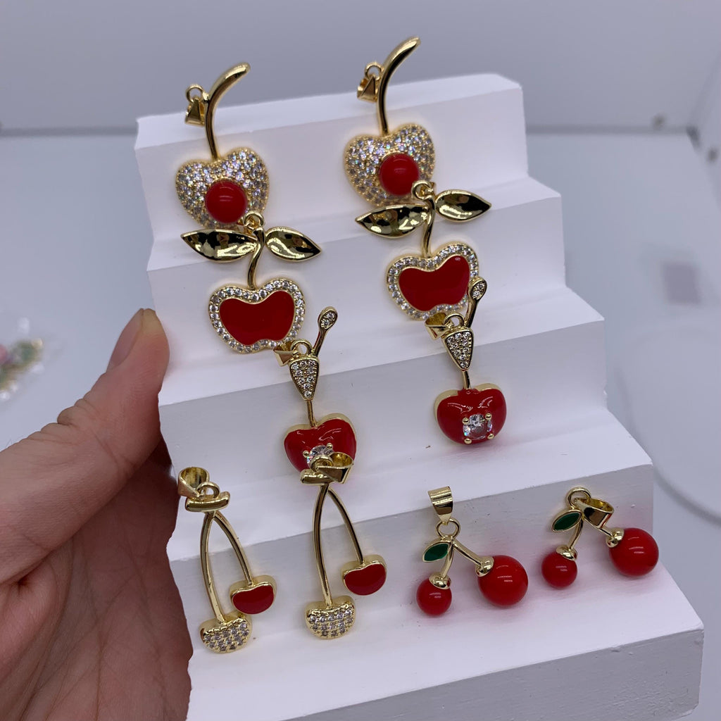 Enamel Cherry Shape Pendant Cherry Pendant for DIY Gifts Necklace Making