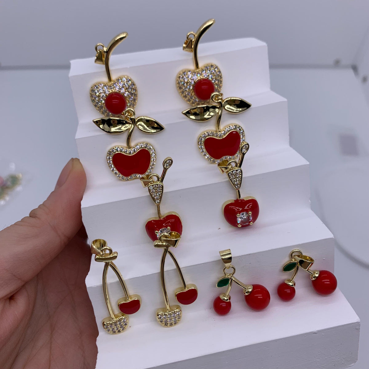 Enamel Cherry Shape Pendant Cherry Pendant for DIY Gifts Necklace Making