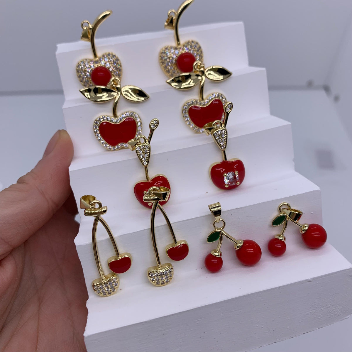 Enamel Cherry Shape Pendant Cherry Pendant for DIY Gifts Necklace Making