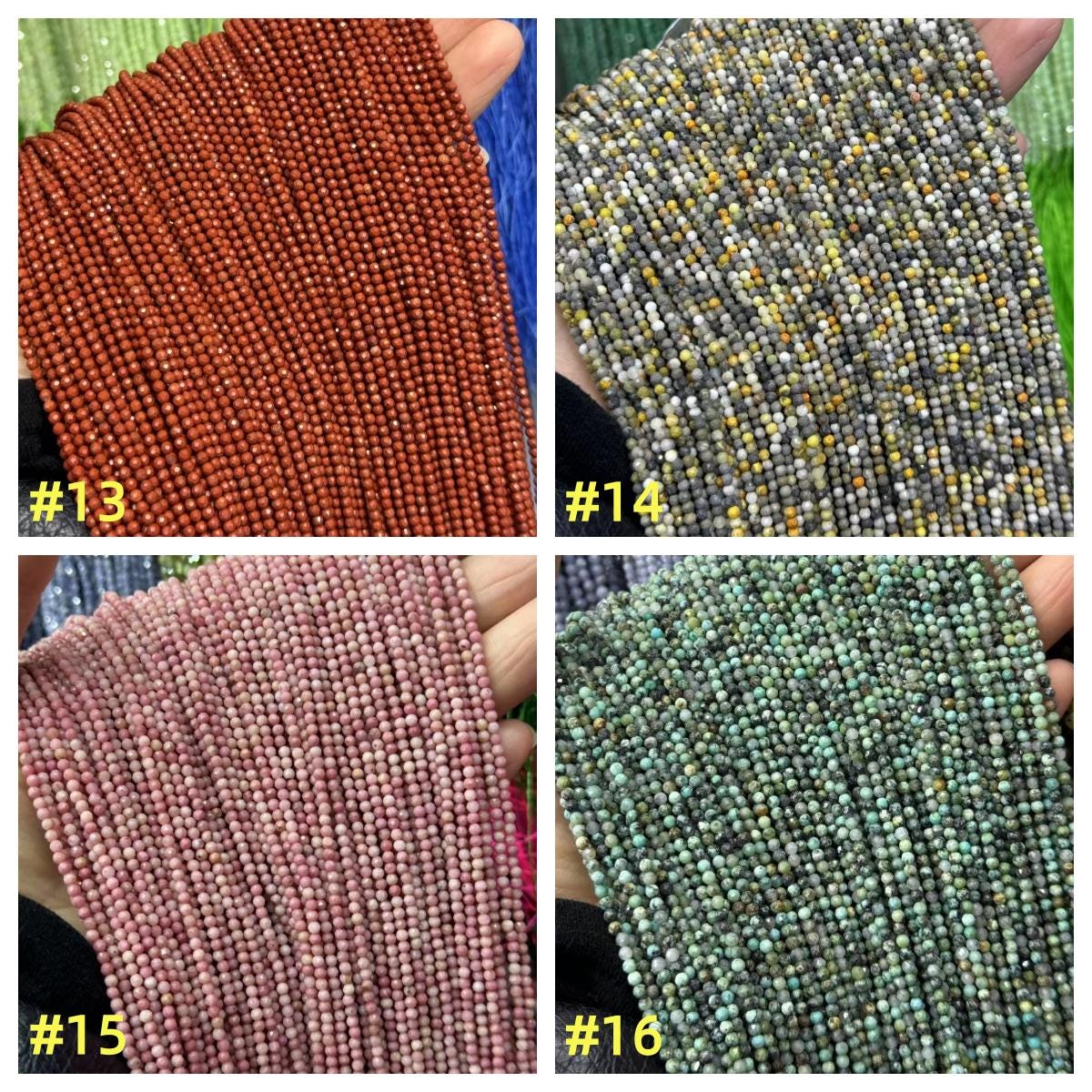 40 Kinds of Natural Micro 2mm Faceted Beads Gemstone Loose Blue Color Bead for Jewelry DIY Making Strand 15.5" Garde AAA