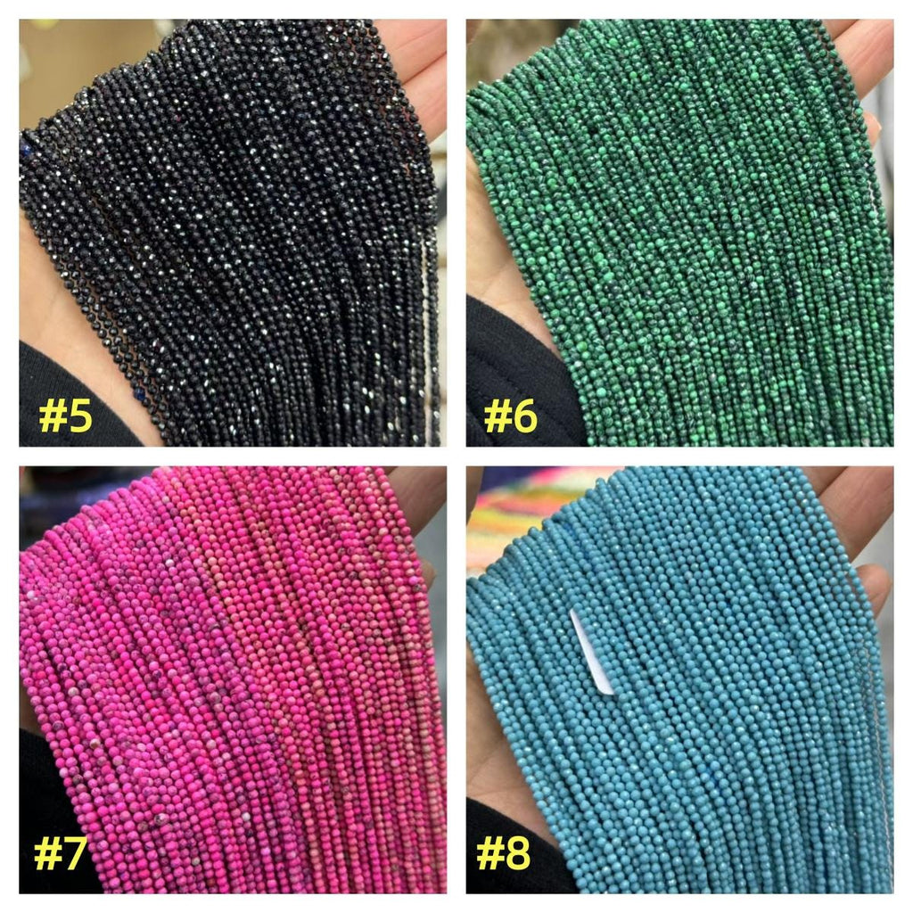 Faceted Blue Gemstone Beads 2mm, DIY Jewelry Making, 15.5” Strand
