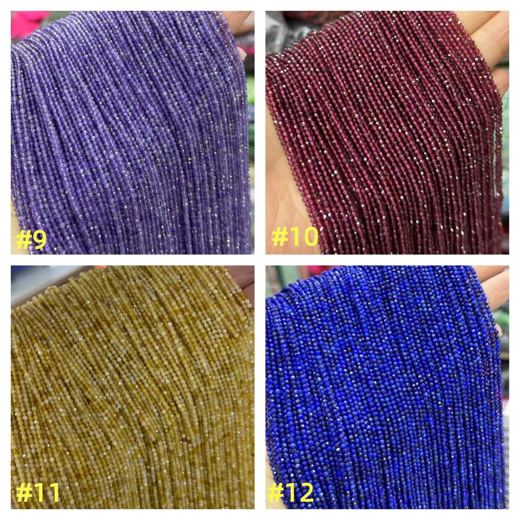 Faceted Blue Gemstone Beads 2mm, DIY Jewelry Making, 15.5” Strand