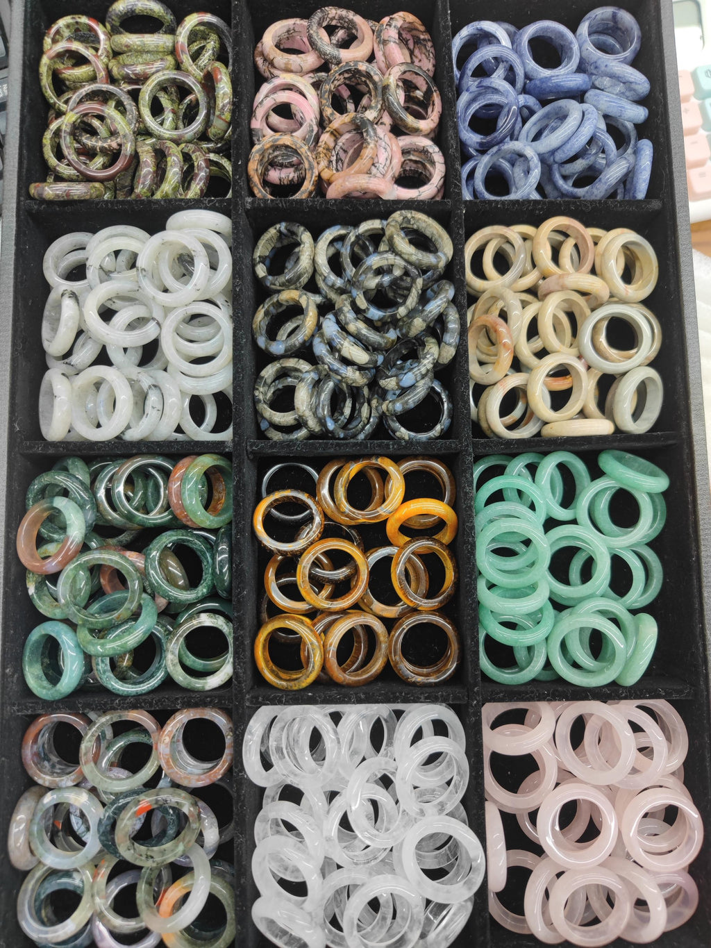 18 Kinds of Crystal Ring Natural Stone Ring Gemstone Rings 1PC Gemstone Ring Birthday Gifts for Her Width 18mm