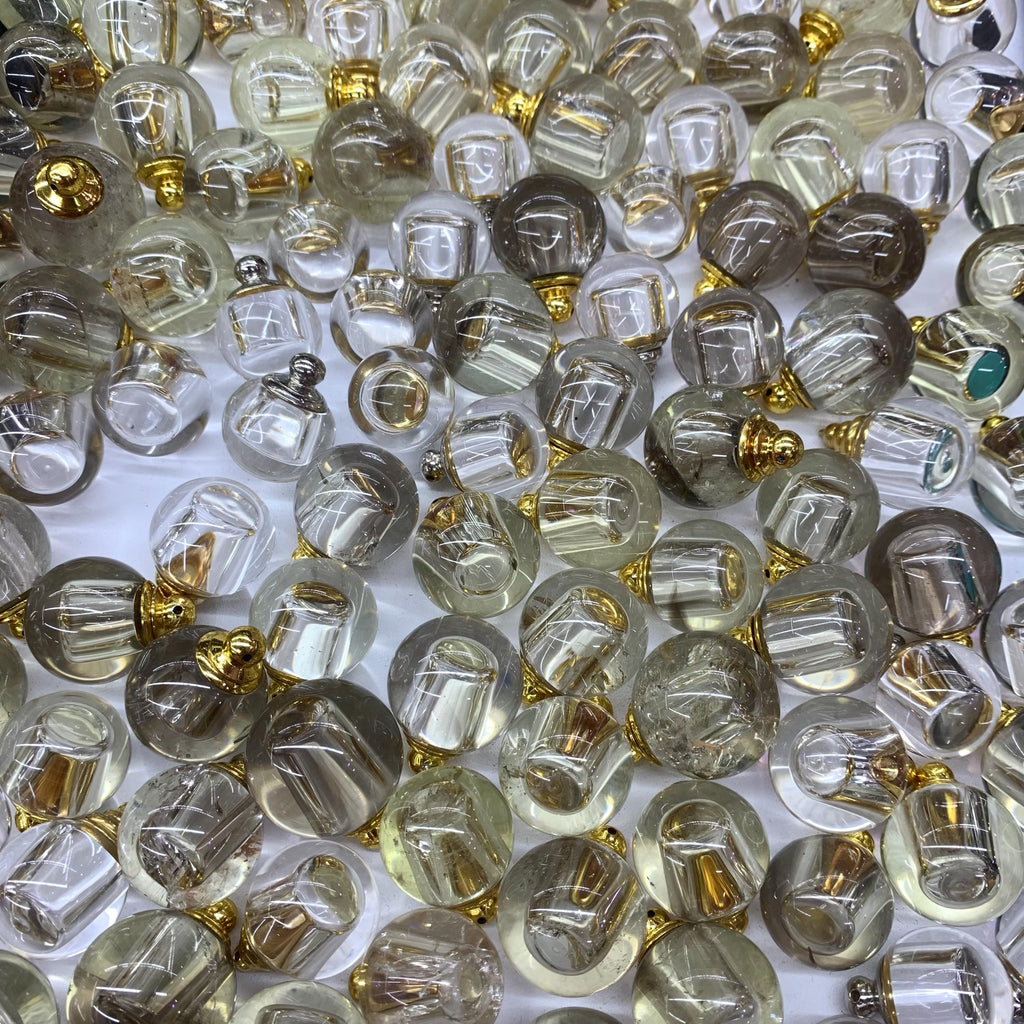 Natural Crystal Perfume Bottle Pendant Essential Oil Pendant Ball Shape for Making Necklace 1PC